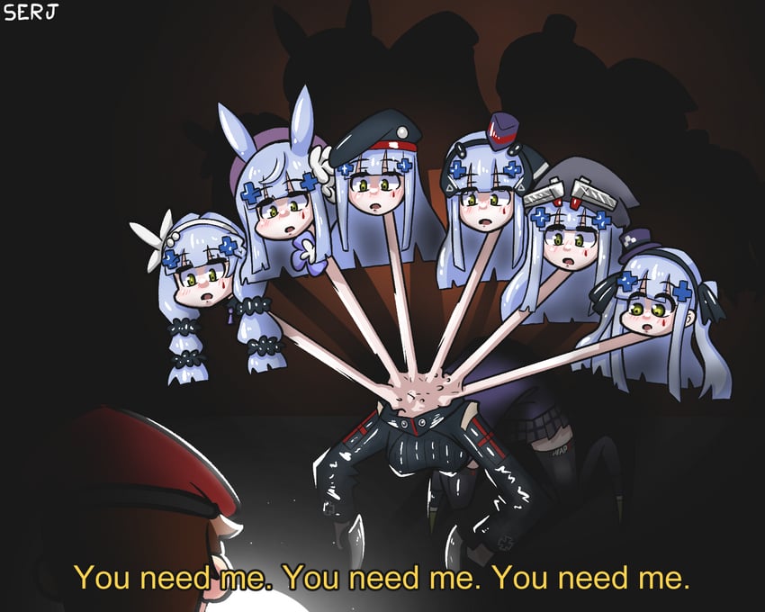 commander, hk416, and clukay (girls' frontline and 2 more) drawn by serjatronic