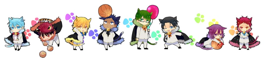kuroko tetsuya, aomine daiki, kise ryouta, kagami taiga, akashi seijuurou, and 3 more (kuroko no basuke) drawn by itonoko