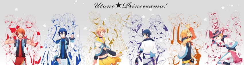 kurusu shou, shinomiya natsuki, ichinose tokiya, ittoki otoya, hijirikawa masato, and 1 more (uta no prince-sama) drawn by tian_daoling