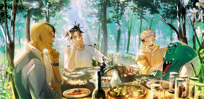 itadori yuuji, choso, kechizu, and eso (jujutsu kaisen) drawn by uritsuna