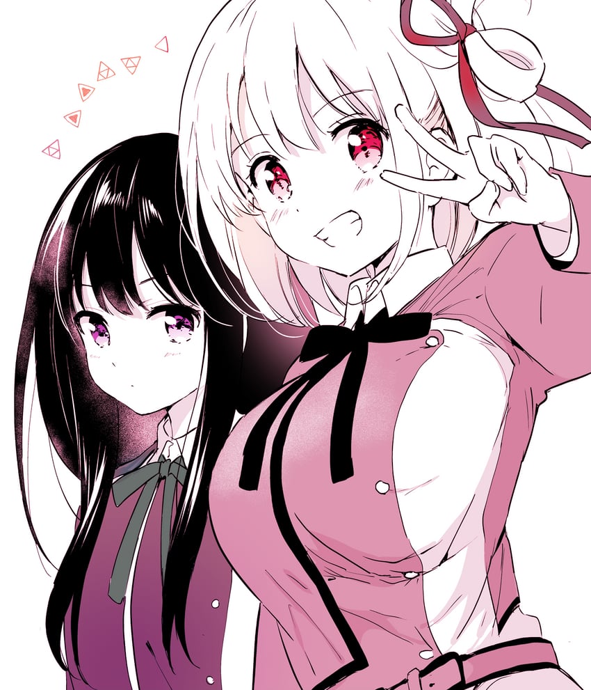 nishikigi chisato and inoue takina (lycoris recoil) drawn by akina_tsukako