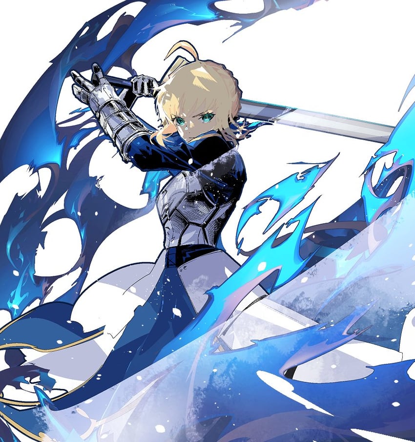 artoria pendragon and saber (fate and 2 more) drawn by cofffee
