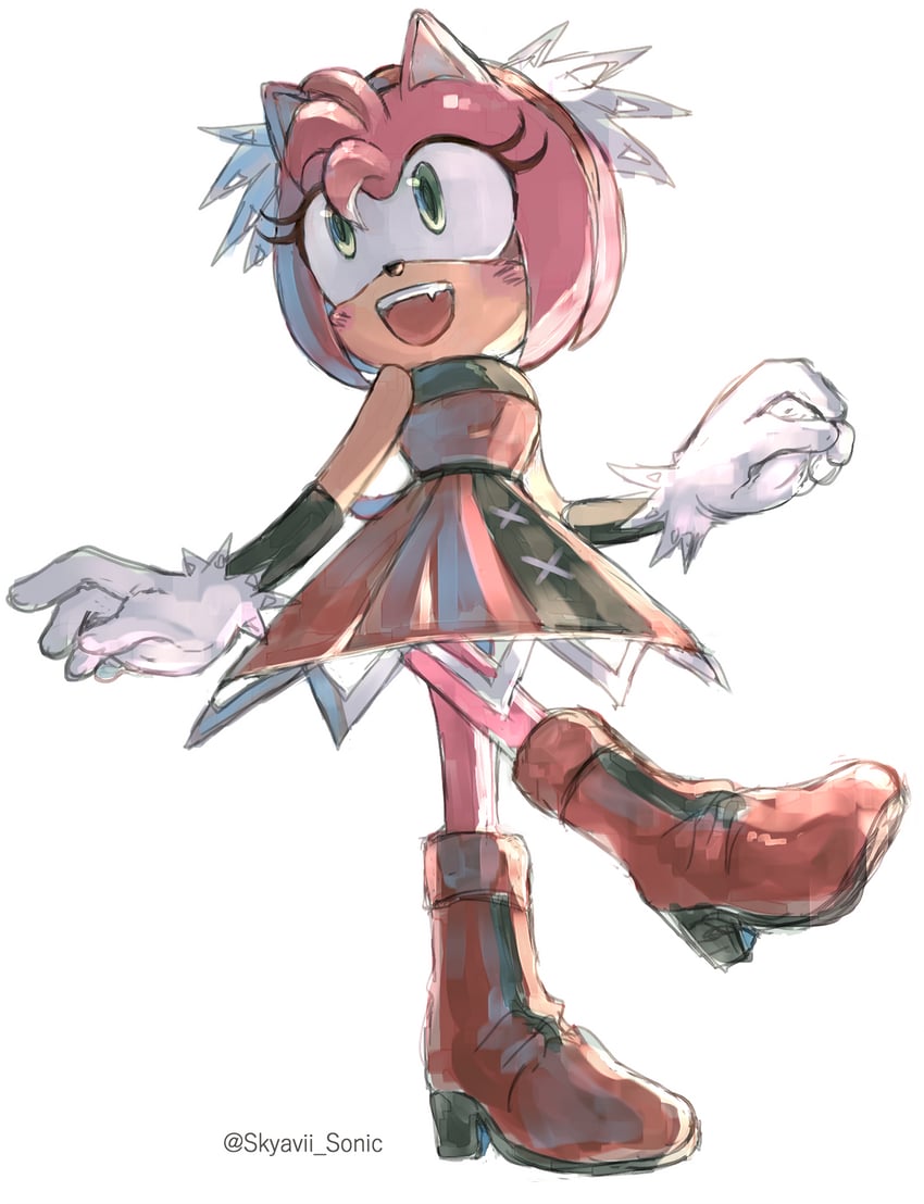 amy rose and honey the cat (sonic) drawn by skyavii_sonic