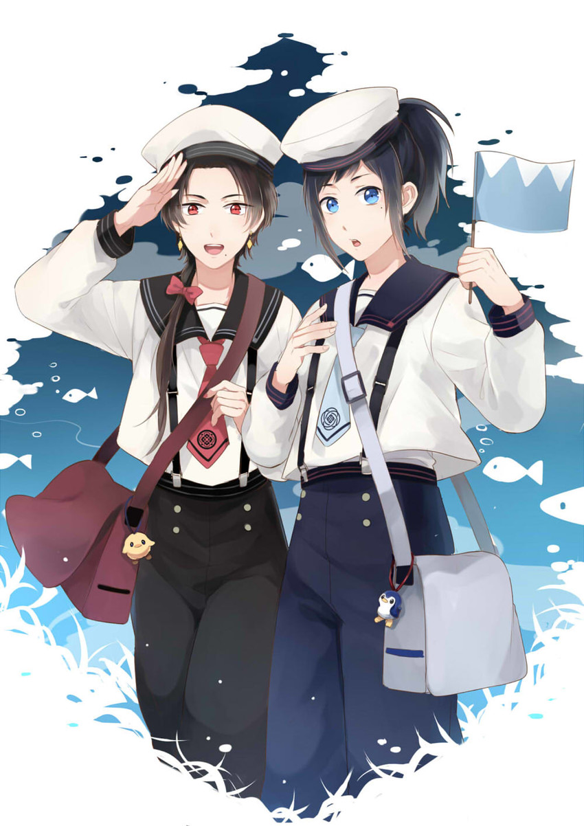 kashuu kiyomitsu and yamato-no-kami yasusada (touken ranbu) drawn by jiman