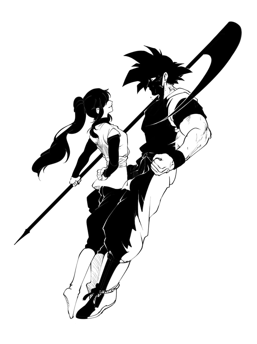 son goku, chi-chi, and goku black (dragon ball and 1 more) drawn by clinrollmuri