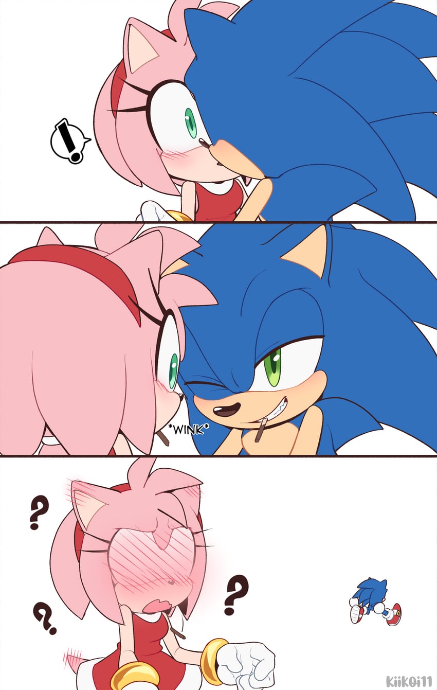 sonic the hedgehog and amy rose (sonic) drawn by kiioki11