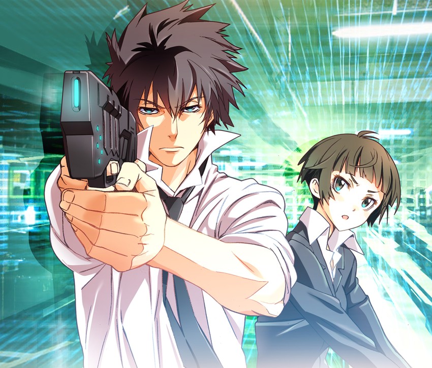 tsunemori akane and kougami shin'ya (psycho-pass) drawn by nyoro_(nyoronyoro000)