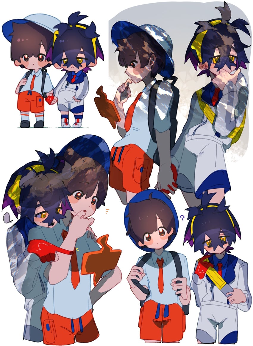 kieran, rotom, rotom phone, and florian (pokemon and 1 more) drawn by 7_4_noumiso