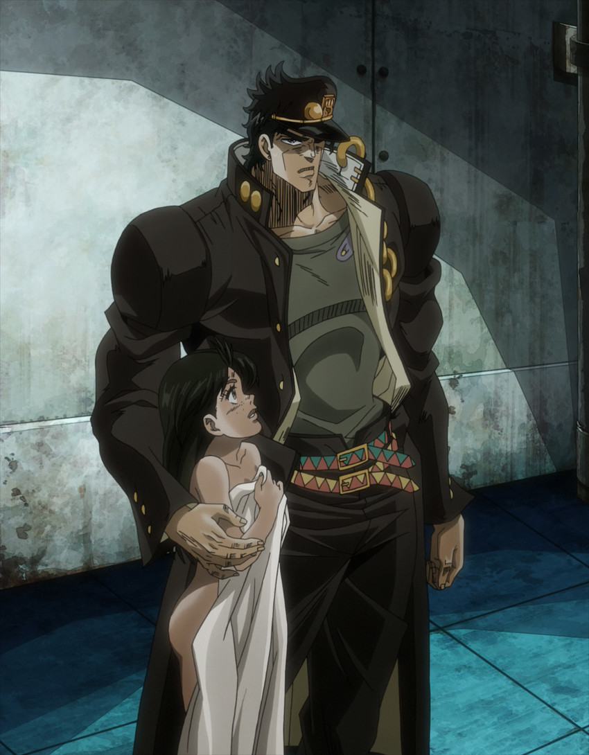 kujo jotaro and runaway girl (jojo no kimyou na bouken and 1 more)