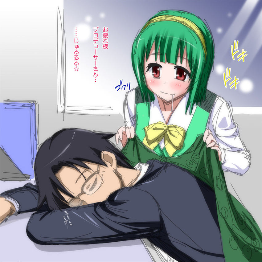 producer and otonashi kotori (idolmaster) drawn by marugoshi_teppei