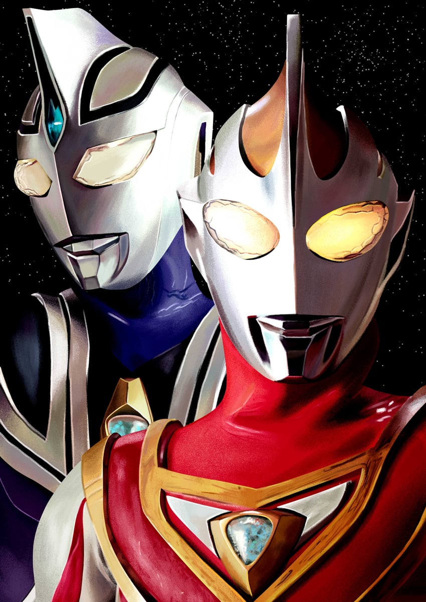 ultraman gaia and ultraman agul (ultra series and 1 more) drawn by 4ze_meteor