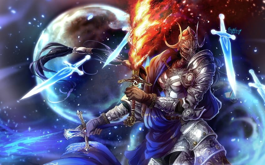 rellana twin moon knight (elden ring and 1 more) drawn by ediptus