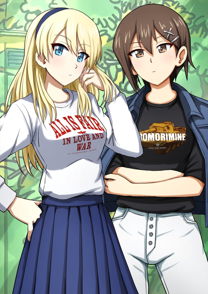 darjeeling and nishizumi maho (girls und panzer) drawn by omachi_(slabco)