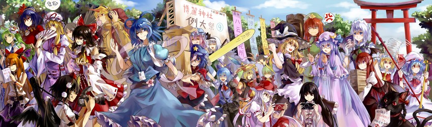 hakurei reimu, kirisame marisa, remilia scarlet, flandre scarlet, izayoi sakuya, and 23 more (touhou and 7 more) drawn by neko_(yanshoujie)