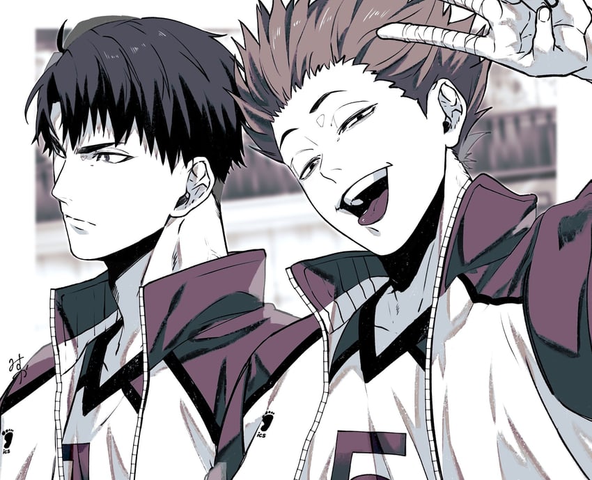 ushijima wakatoshi and tendou satori (haikyuu!!) drawn by omg_genjitsu