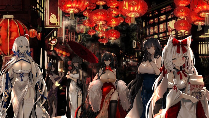 manjuu, taihou, illustrious, graf zeppelin, mutsuki, and 4 more (azur lane) drawn by narue