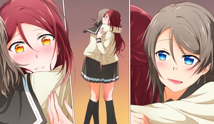 watanabe you and sakurauchi riko (love live! and 1 more) drawn by yuchi_(salmon-1000)