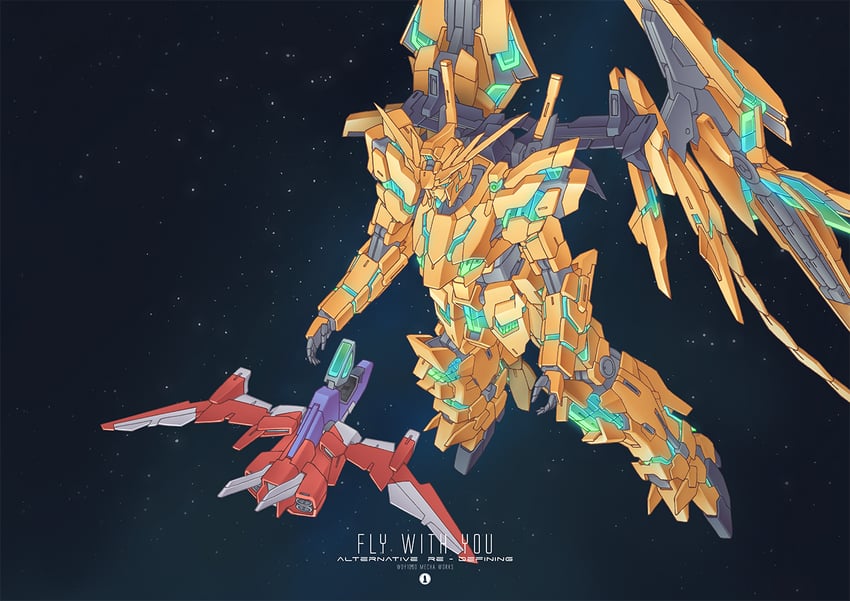 core fighter and unicorn gundam phenex (gundam and 1 more) drawn by wdy1000