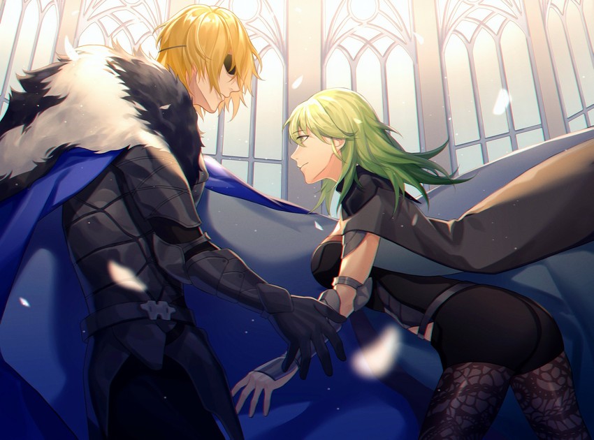 dimitri alexandre blaiddyd and female byleth (fire emblem and 1 more) drawn by kyounatsuuu