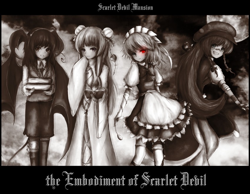izayoi sakuya, patchouli knowledge, hong meiling, and koakuma (touhou and 1 more) drawn by amano_jack