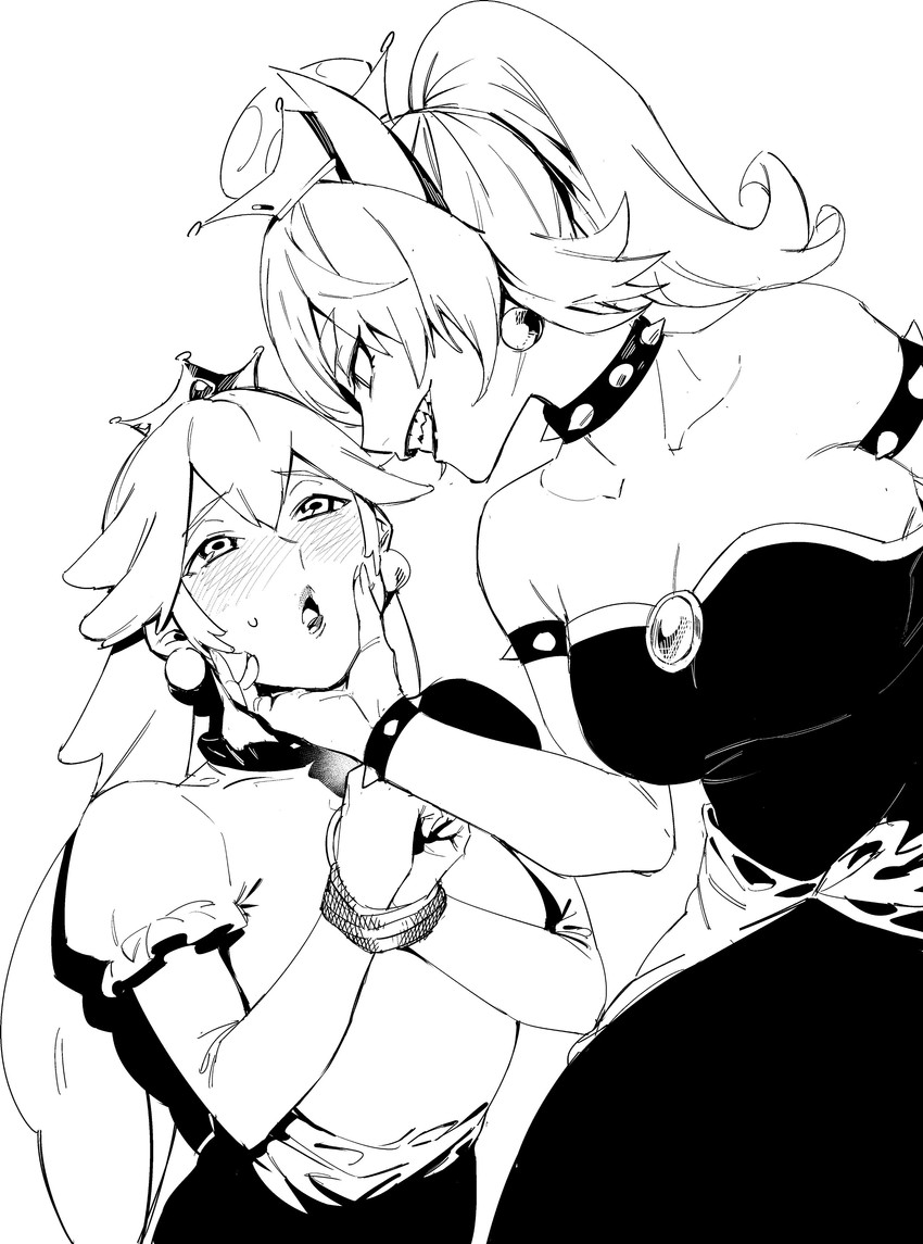 princess peach and bowsette (mario and 1 more) drawn by menea