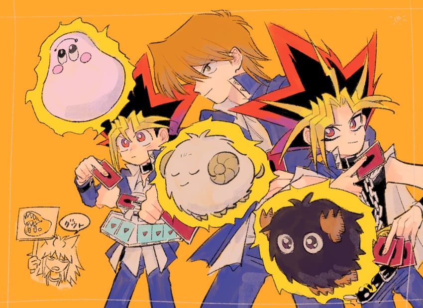 muto yugi, yami yugi, jonouchi katsuya, kuriboh, yami bakura, and 2 more (yu-gi-oh! and 1 more) drawn by asa03sk