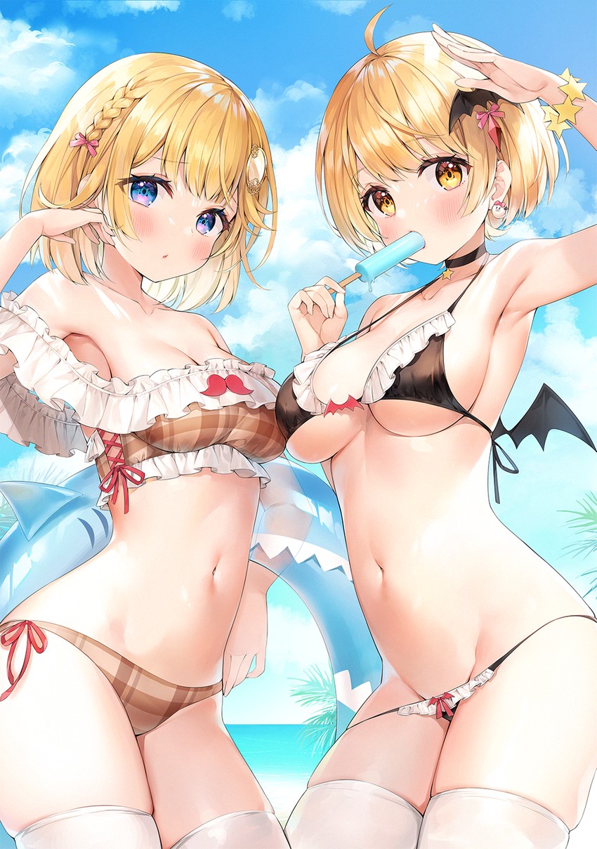 watson amelia and yozora mel (hololive and 1 more) drawn by ayamy