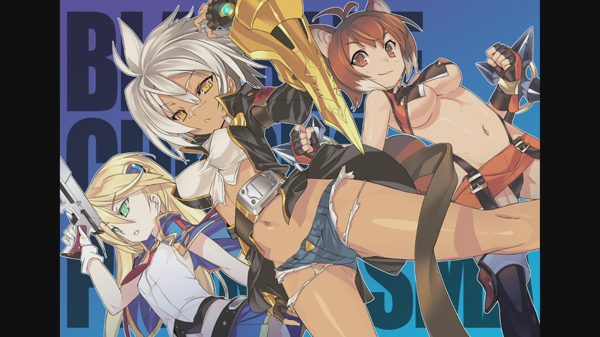 makoto nanaya, noel vermillion, and bullet (blazblue and 1 more) drawn by blade_(galaxist)