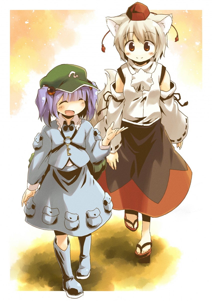 inubashiri momiji and kawashiro nitori (touhou) drawn by yudepii