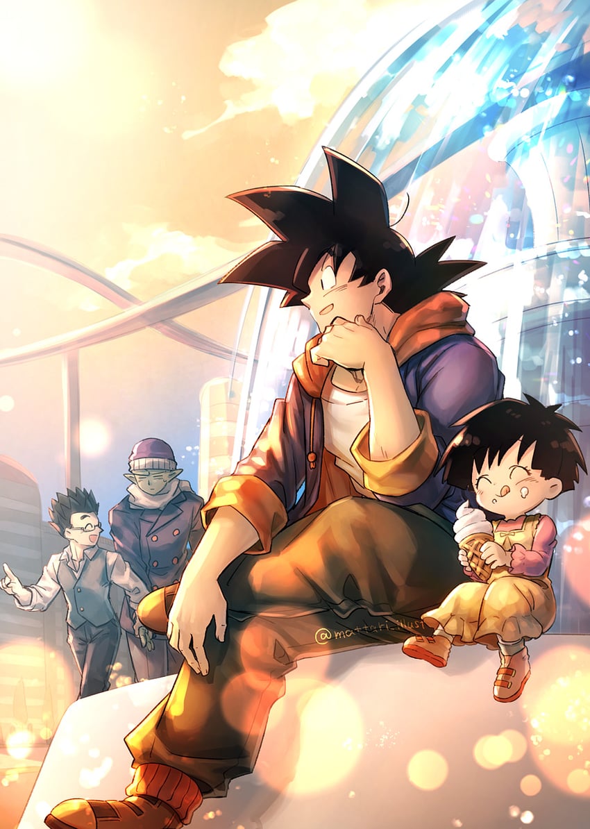 son goku, son gohan, pan, and piccolo (dragon ball and 1 more) drawn by mattari_illust