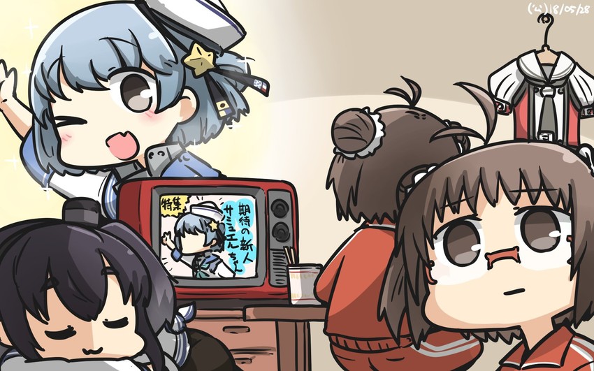 naka, tokitsukaze, samuel b. roberts, and naka kai ni (kantai collection) drawn by hamu_koutarou