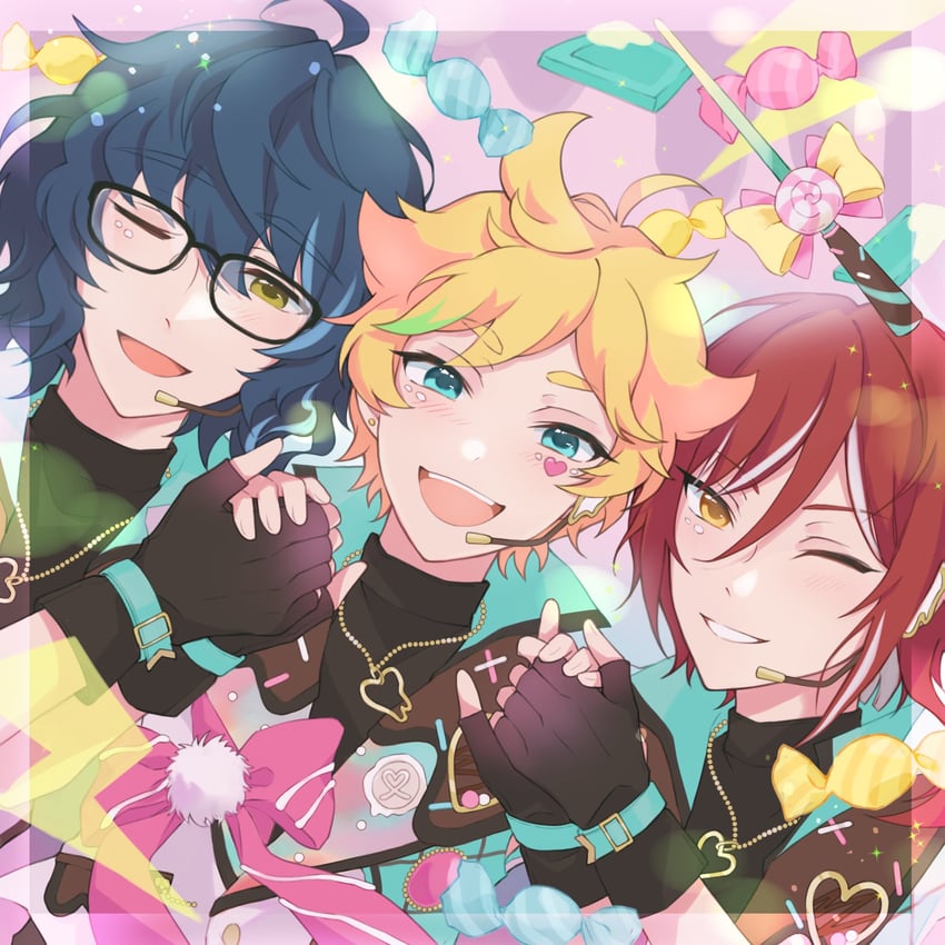sakasaki natsume, harukawa sora, and aoba tsumugi (ensemble stars!) drawn by iw_water