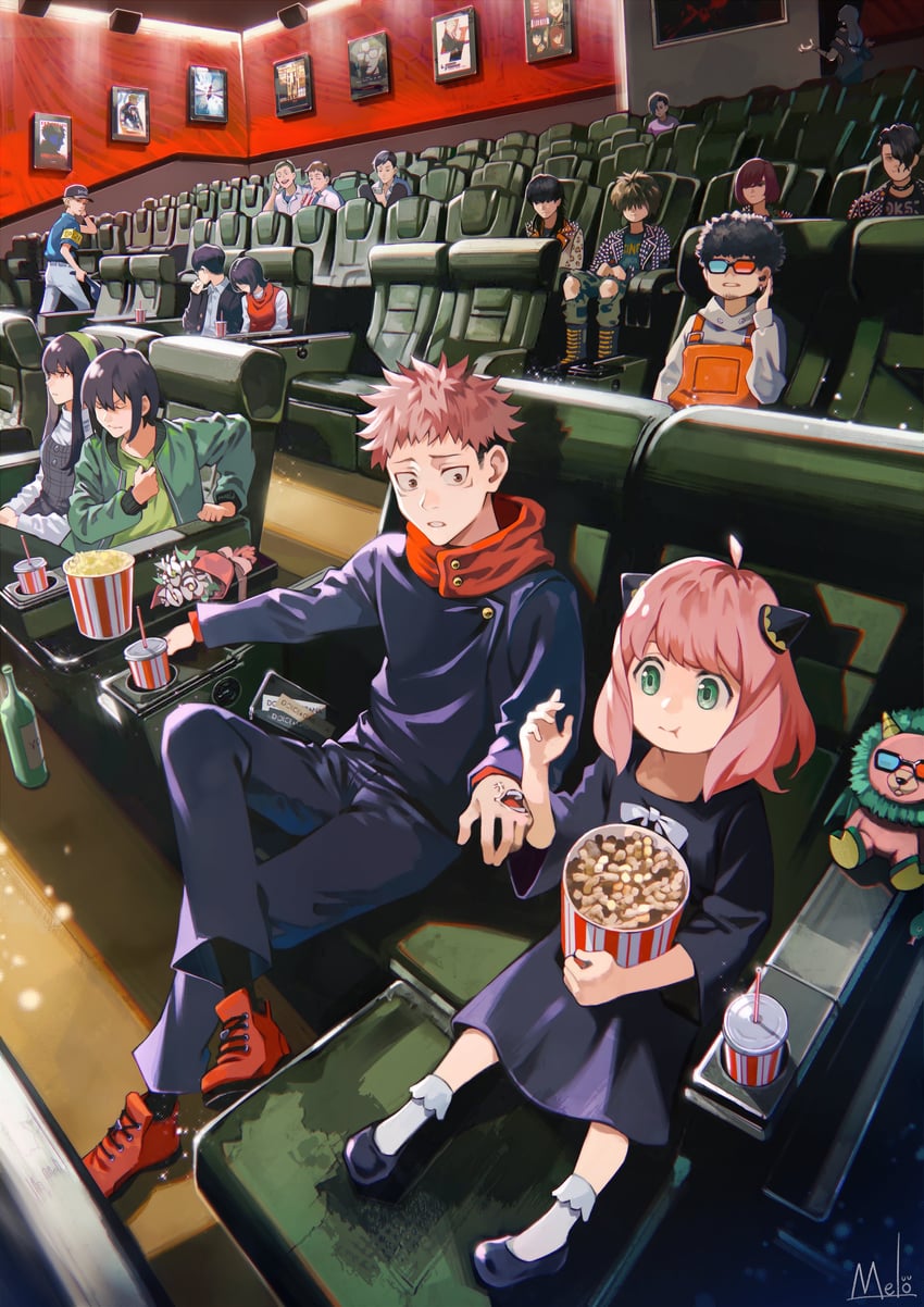 yor briar, anya, twilight, itadori yuuji, mahito, and 8 more (jujutsu kaisen and 13 more) drawn by kyuuba_melo