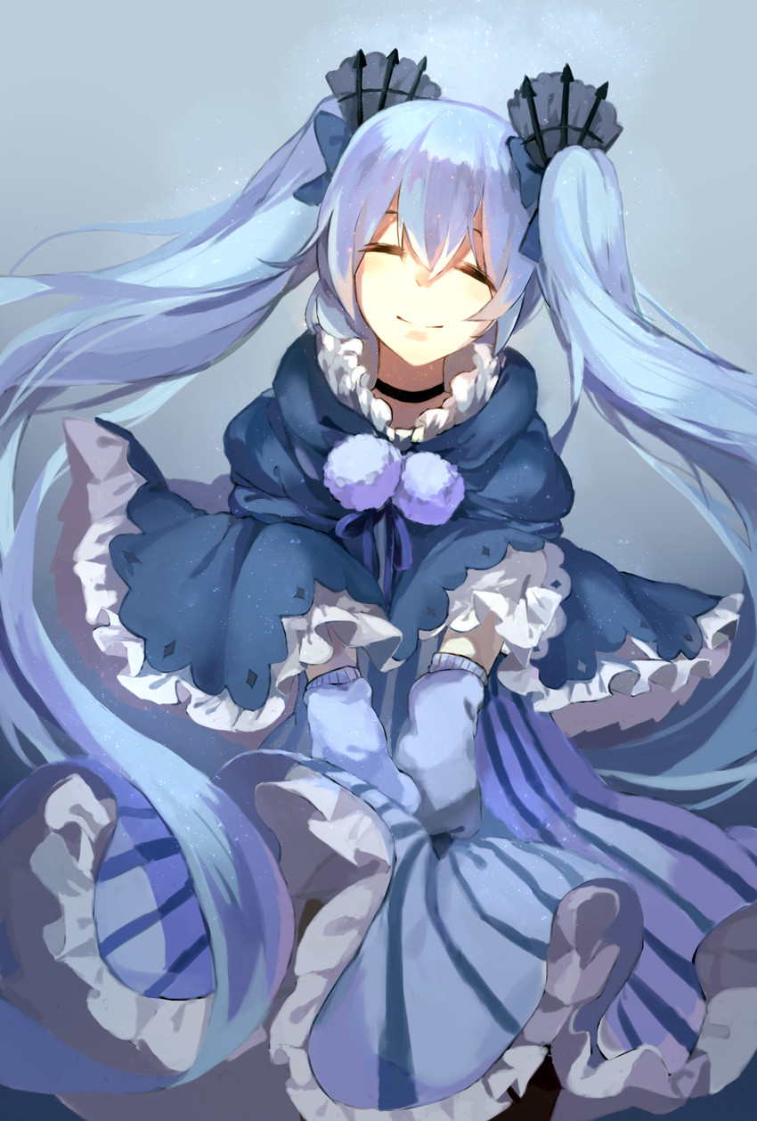 hatsune miku and fuyu no yoru miku (vocaloid) drawn by juine