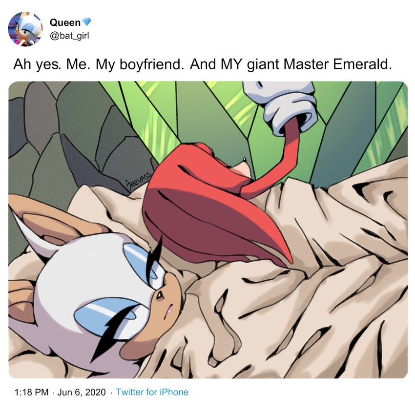 rouge the bat and knuckles the echidna (sonic and 1 more) drawn by kjeevass