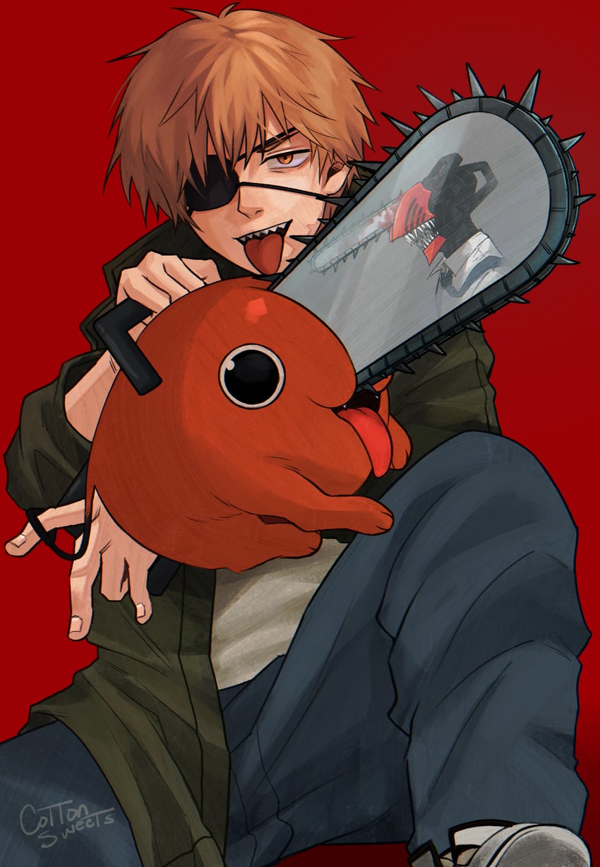 denji and pochita (original and 1 more) drawn by smolducko
