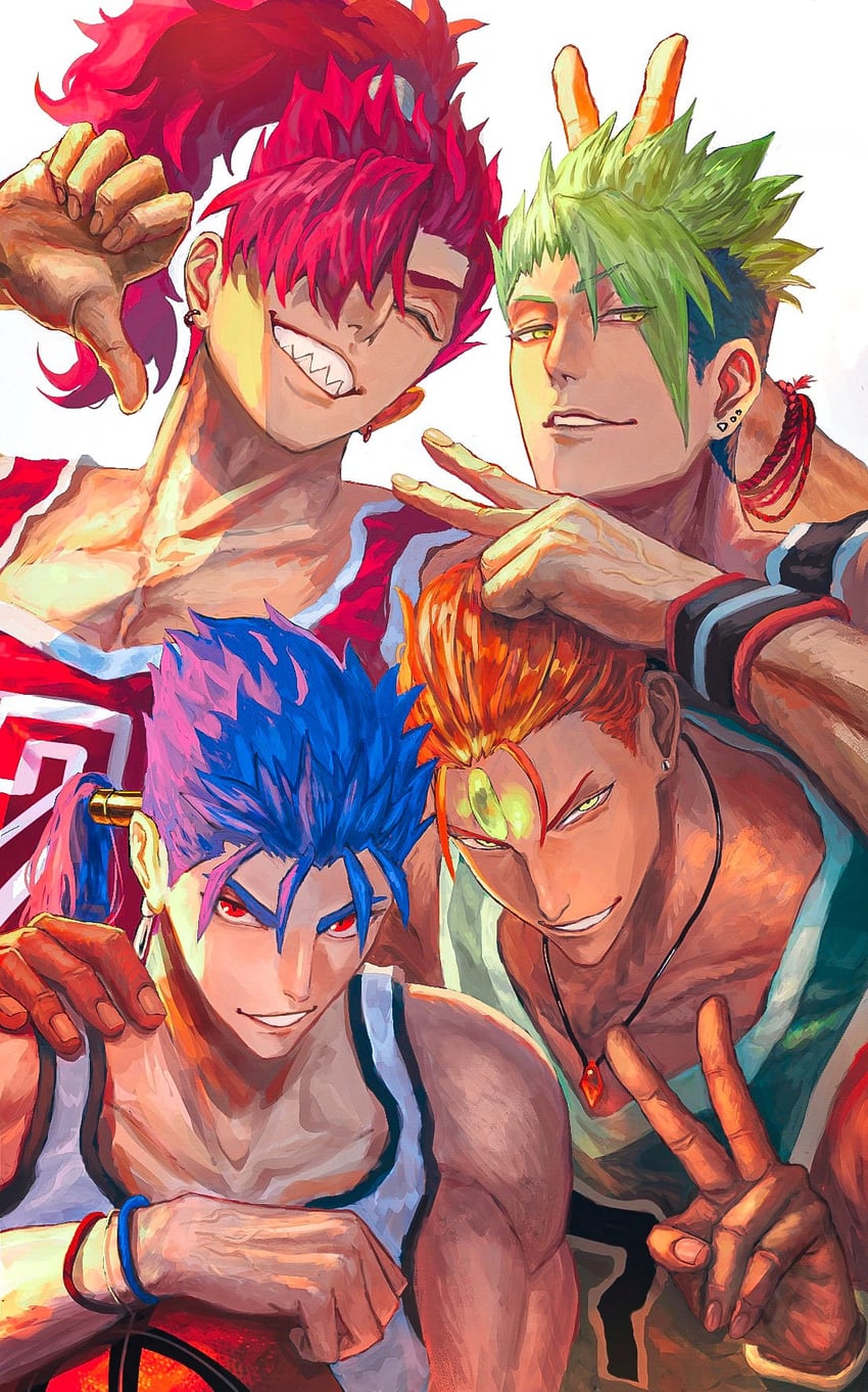 cu chulainn, achilles, ashwatthama, and mori nagayoshi (fate and 1 more) drawn by ao_(en6gtl)