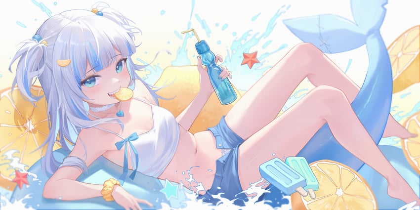 gawr gura (hololive and 1 more) drawn by midori_fufu