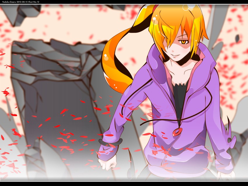 oshino shinobu and kiss-shot acerola-orion heart-under-blade (monogatari and 1 more) drawn by yadokugaeru