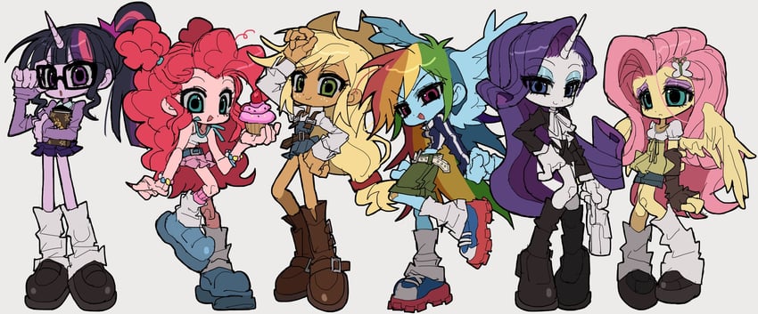 twilight sparkle, fluttershy, rainbow dash, pinkie pie, applejack, and 2 more (my little pony and 2 more) drawn by jwnn