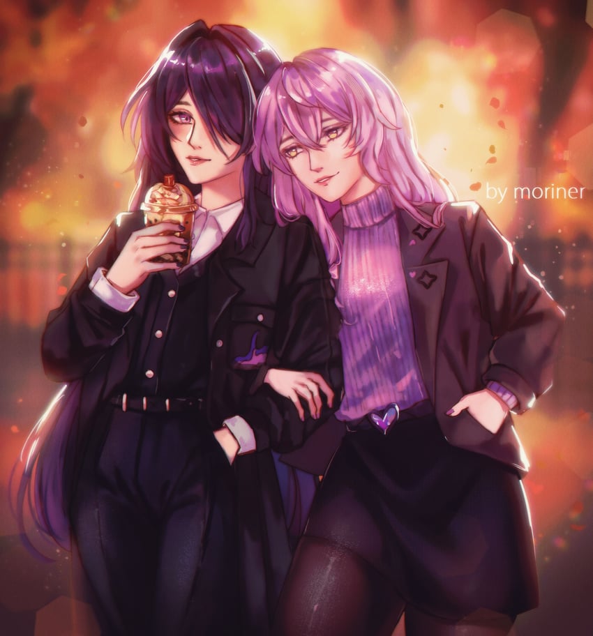 acheron and black swan (honkai and 1 more) drawn by moriner