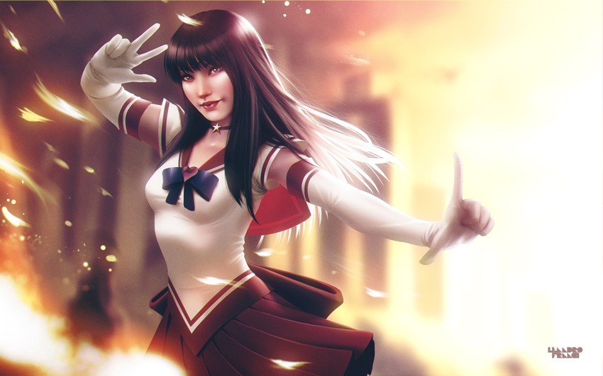 hino rei, sailor mars, and super sailor mars (bishoujo senshi sailor moon) drawn by leandro_franci