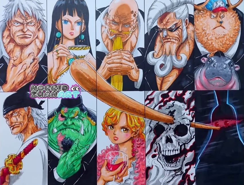 nami, monkey d. luffy, nico robin, roronoa zoro, sanji, and 7 more (one piece and 1 more) drawn by norridzuanart
