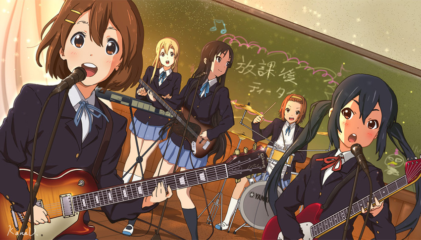 akiyama mio, nakano azusa, hirasawa yui, tainaka ritsu, and kotobuki tsumugi (k-on!) drawn by kanau