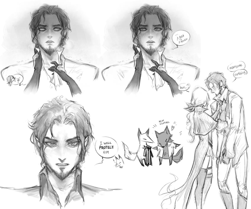 renard beauchene and elrik (original) drawn by nat_the_lich