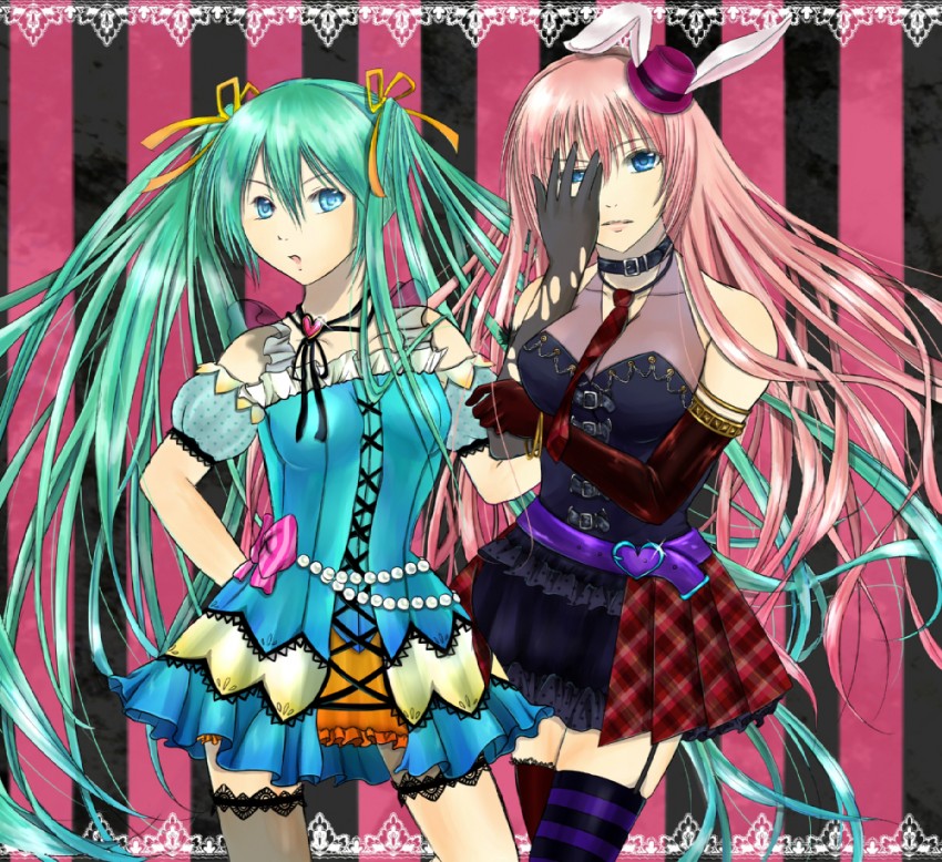 hatsune miku and megurine luka (vocaloid) drawn by kanon_(avuzero)
