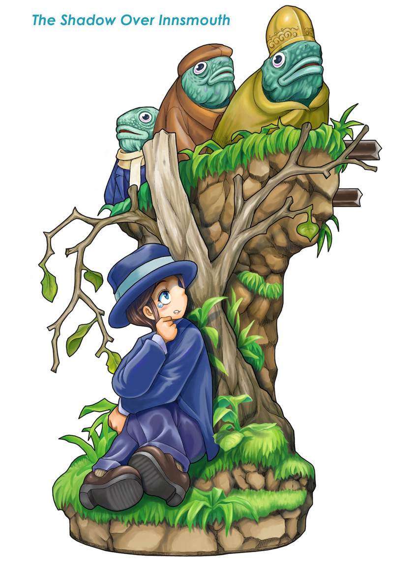 deep one and protagonist (cthulhu mythos and 1 more) drawn by kyurien_(noise)