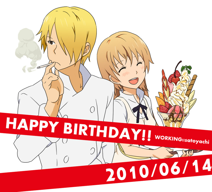 todoroki yachiyo and satou jun (working!!) drawn by himeko_smap