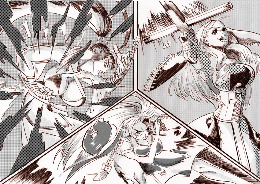 hong meiling and sendai hakurei no miko (original and 2 more) drawn by azibuda