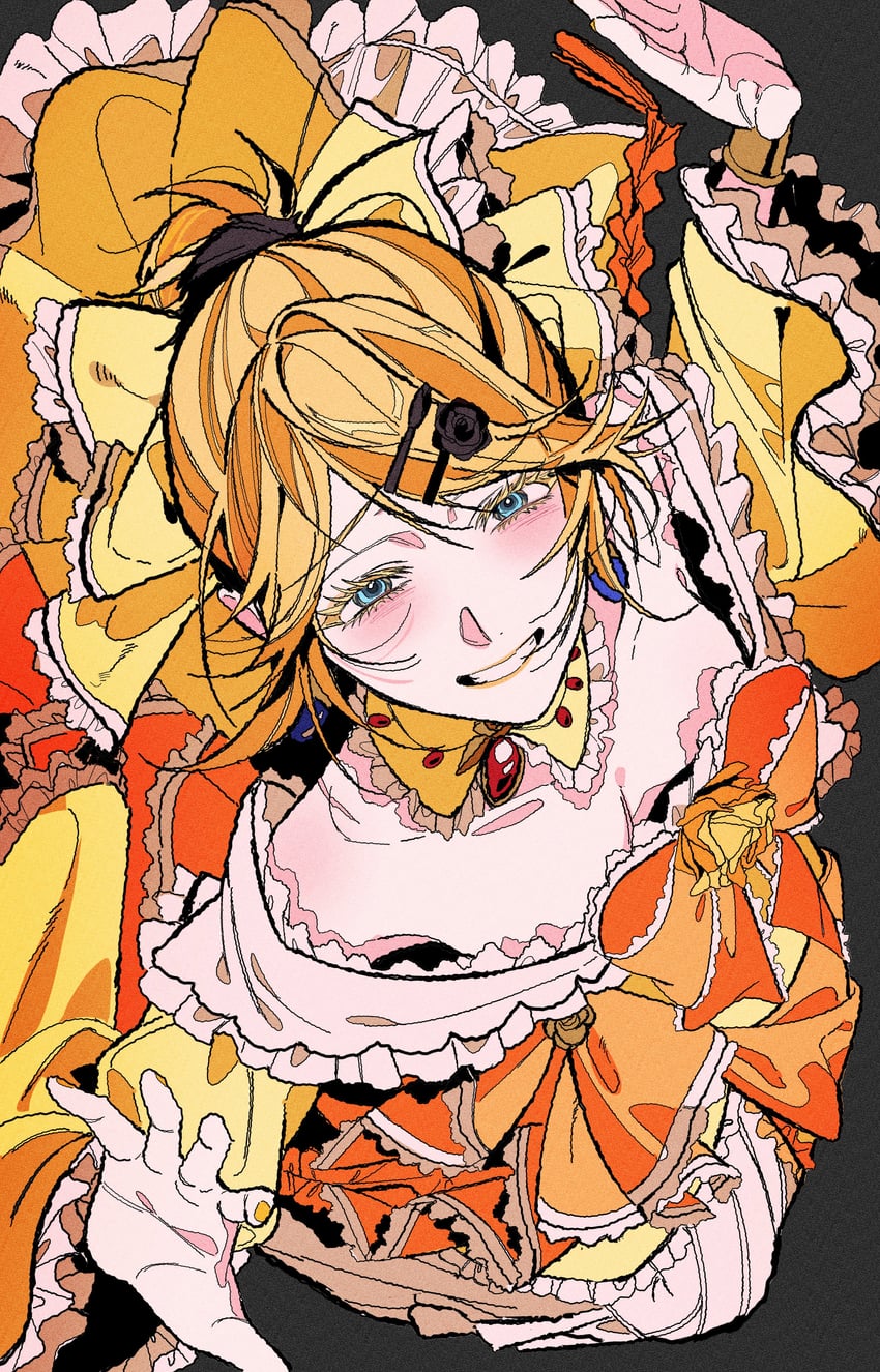 kagamine rin and riliane lucifen d'autriche (vocaloid and 2 more) drawn by cuz_39